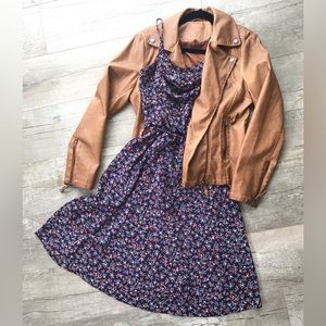 Vintage Contempo Casuals Cowl Spaghetti Strap Floral Print Dress Y2K Fairycore
